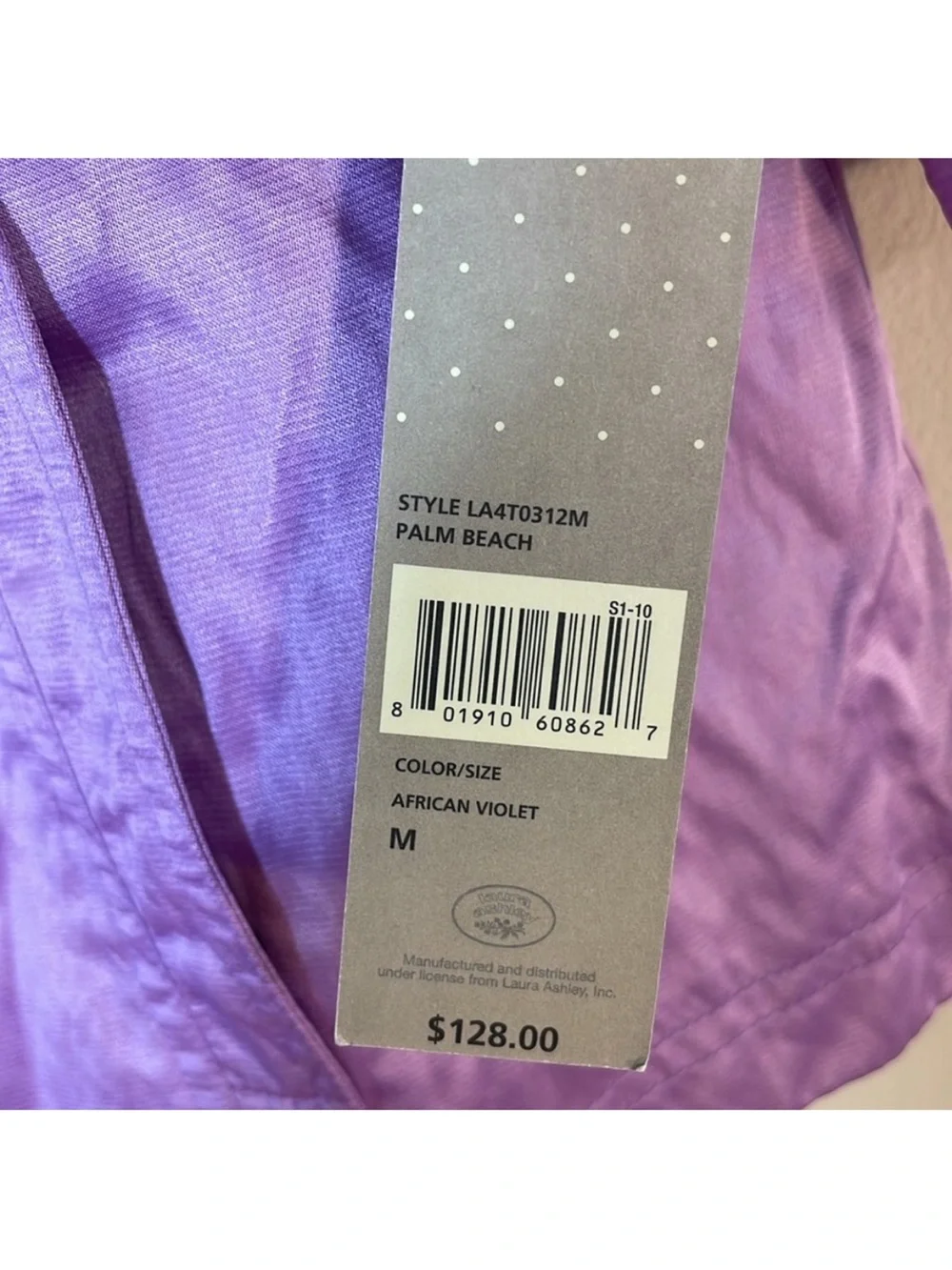 LAURA ASHLEY Palm Beach Satin Jacket in African Violet. M. NWT. $128! - Picture 2 of 12